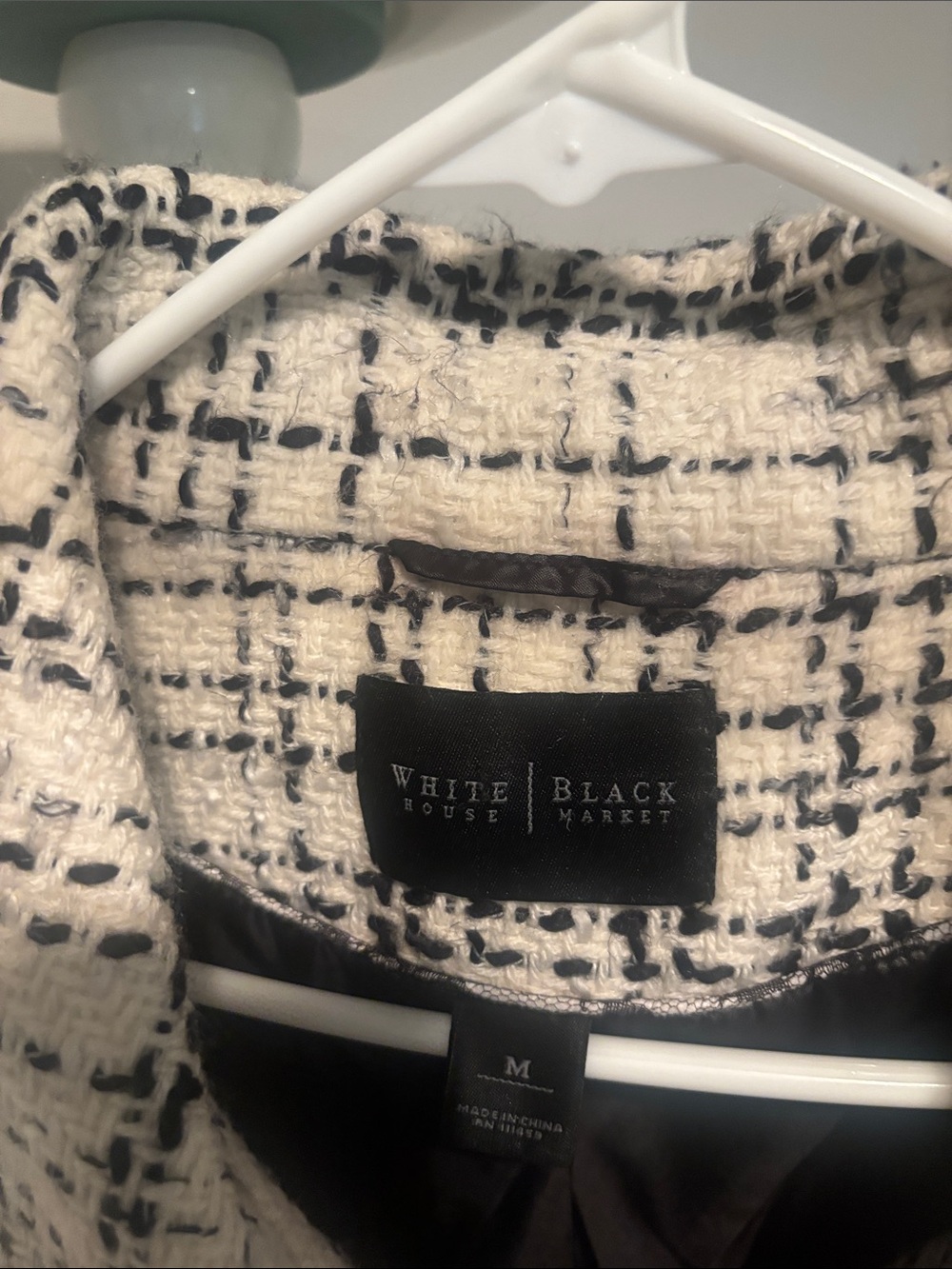 White House Black Market off white and Black Tweed Knit Jacket